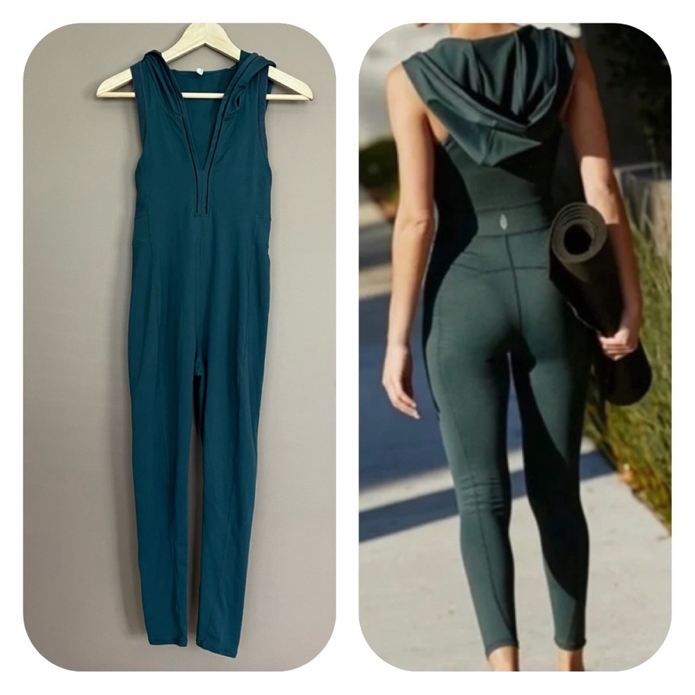 {FP Movement} Yosemite Performance Onesie Sleeveless Jumpsuit with Hood in Green